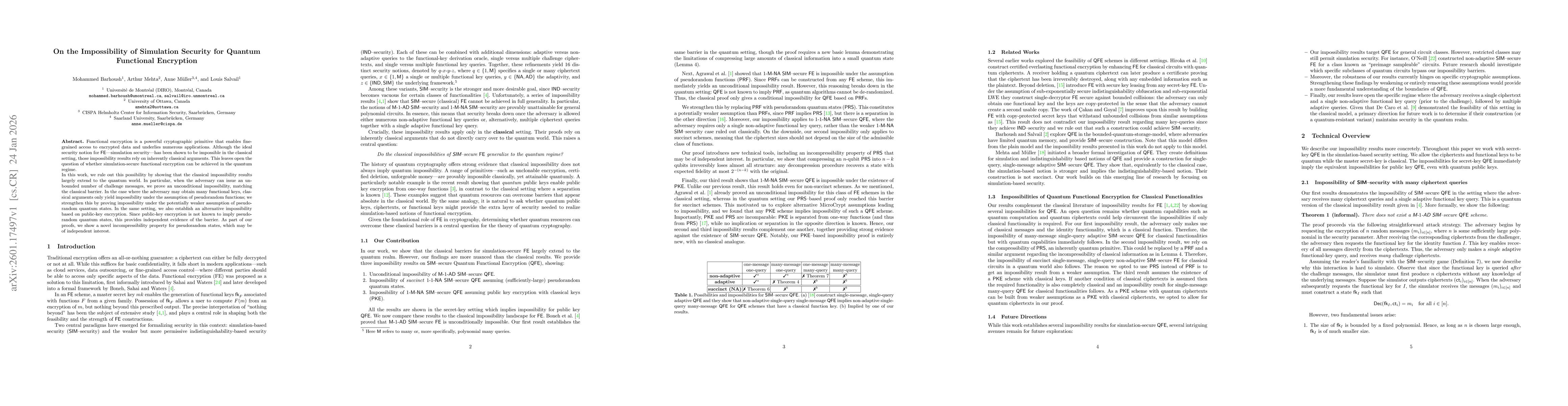 Thumbnail for On the Impossibility of Simulation Security for Quantum Functional Encryption