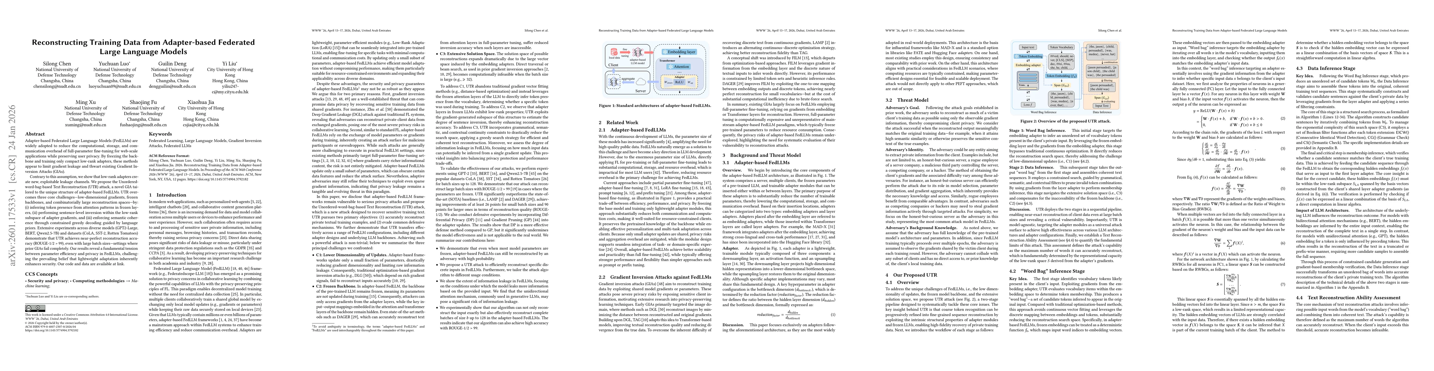 Thumbnail for Reconstructing Training Data from Adapter-based Federated Large Language Models