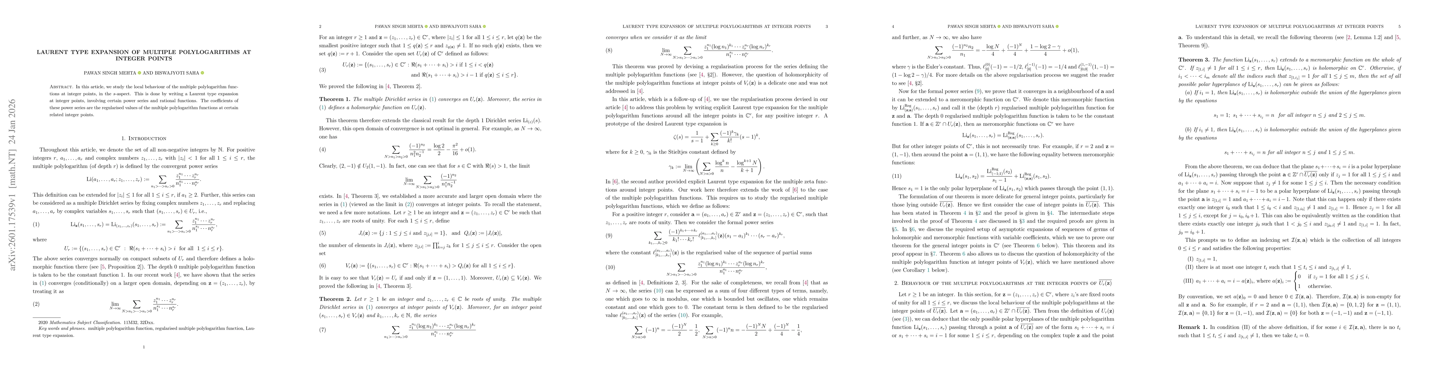 Thumbnail for Laurent type expansion of multiple polylogarithms at integer points