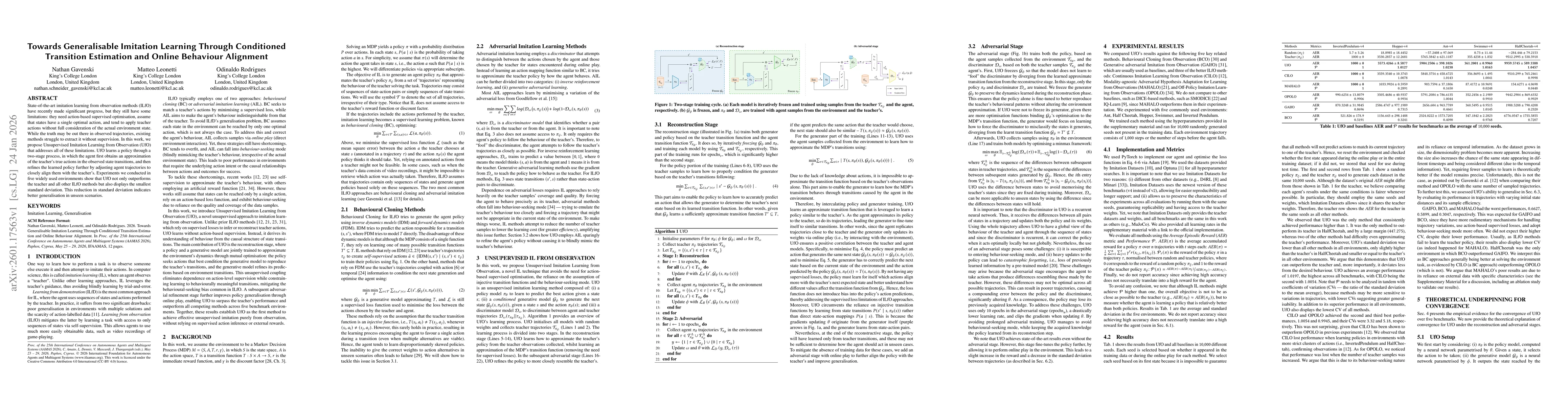 Thumbnail for Towards Generalisable Imitation Learning Through Conditioned Transition Estimation and Online Behaviour Alignment