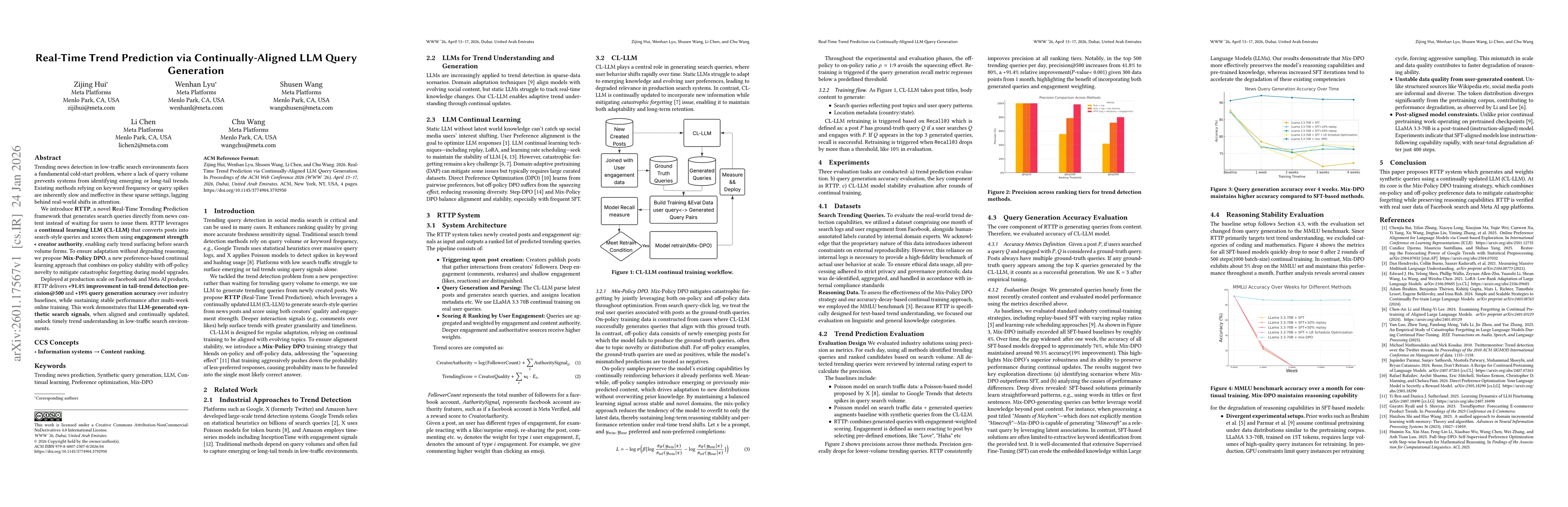 Thumbnail for Real-Time Trend Prediction via Continually-Aligned LLM Query Generation