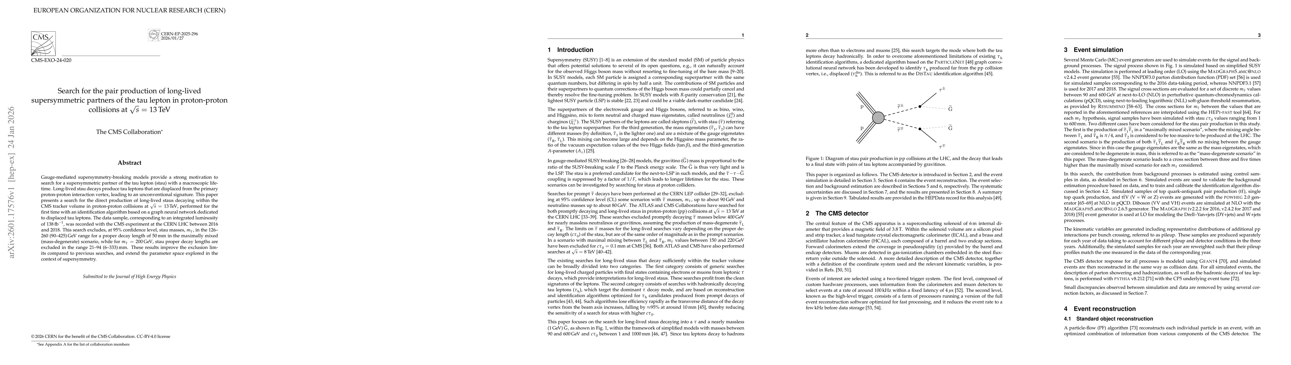 Thumbnail for Search for the pair production of long-lived supersymmetric partners of the tau lepton in proton-proton collisions at $\sqrt{s}$ = 13 TeV
