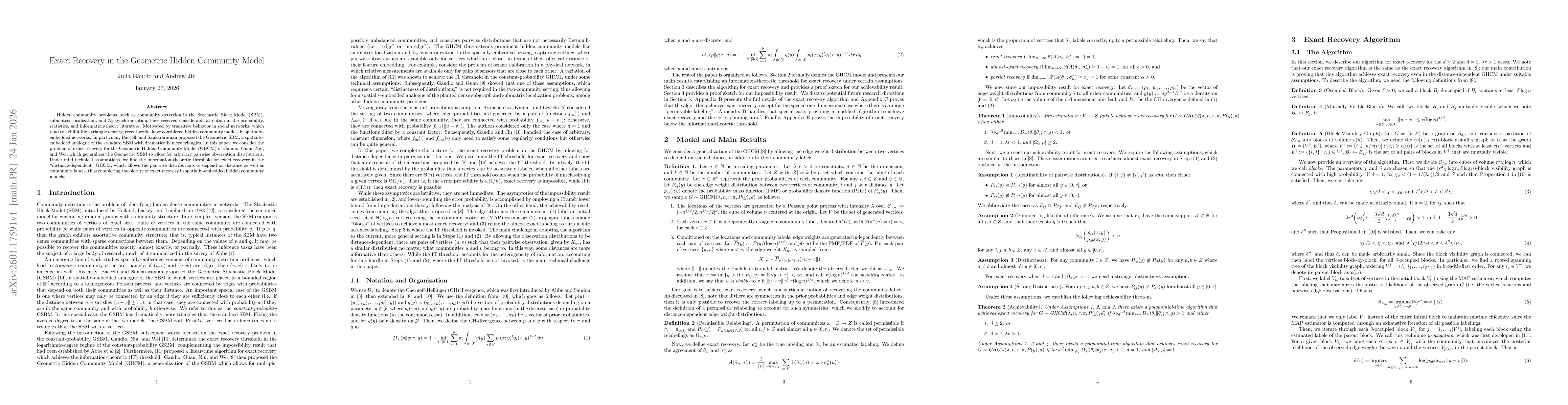 Thumbnail for Exact Recovery in the Geometric Hidden Community Model