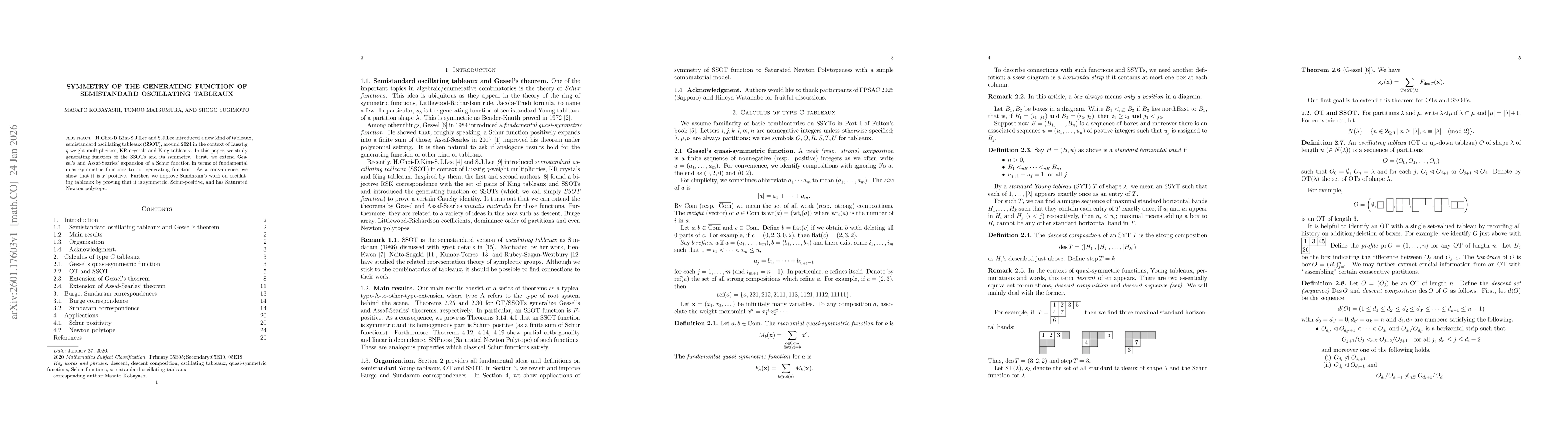 Thumbnail for Symmetry of the generating function of semistandard oscillating tableaux