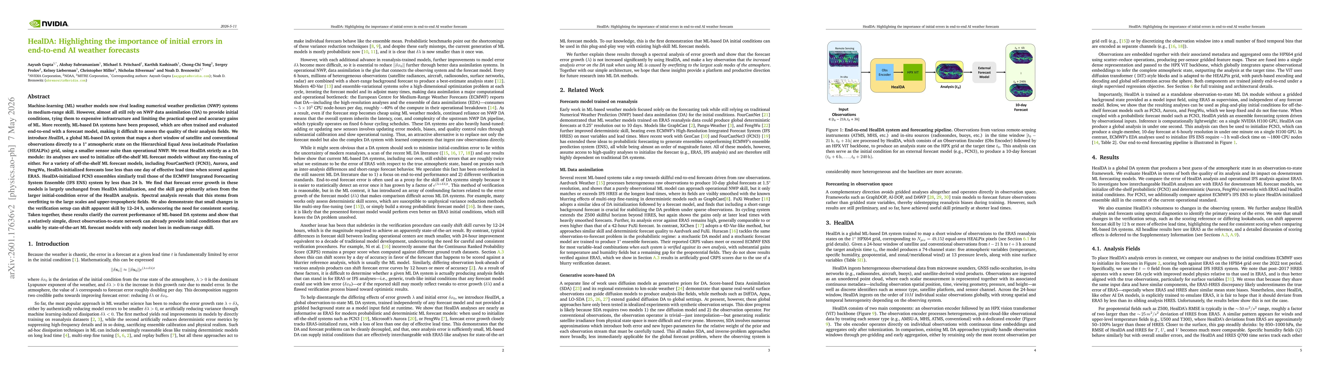 Thumbnail for HealDA: Highlighting the importance of initial errors in end-to-end AI weather forecasts