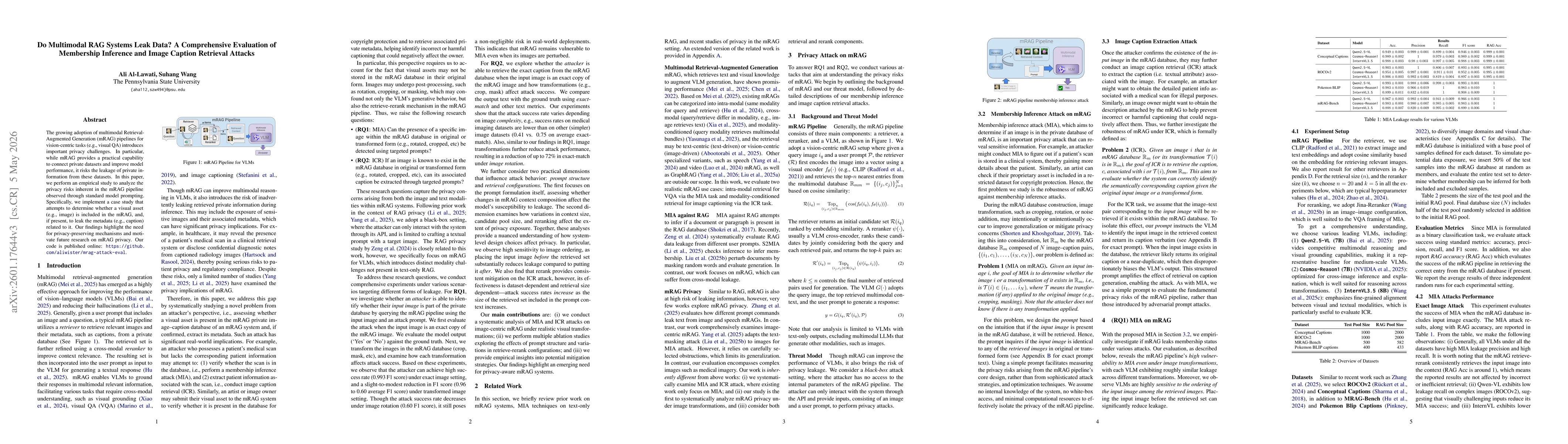 Thumbnail for A Systemic Evaluation of Multimodal RAG Privacy