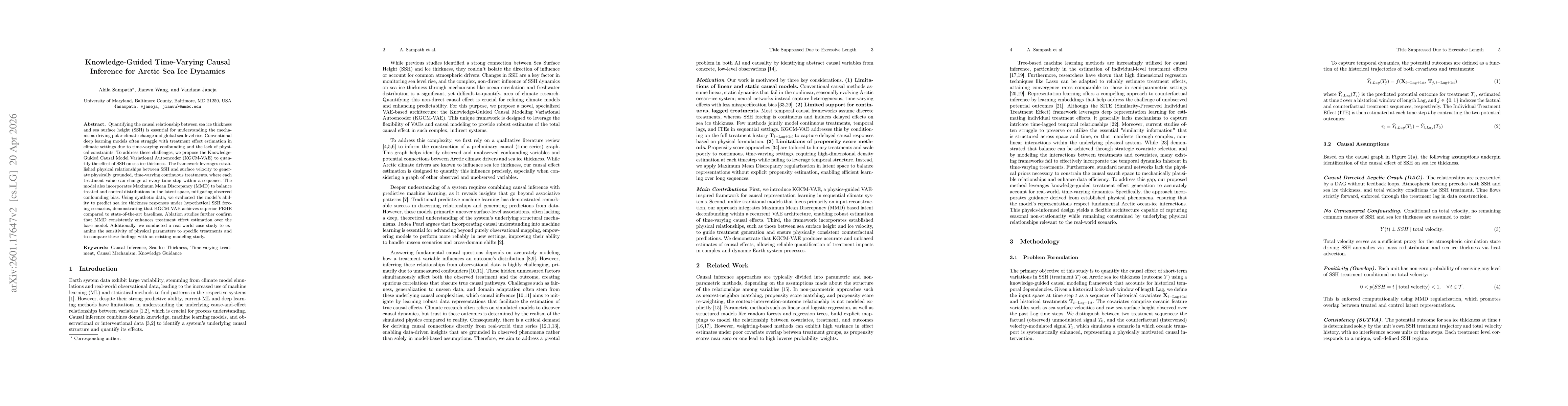 Thumbnail for Time-Varying Causal Treatment for Quantifying the Causal Effect of Short-Term Variations on Arctic Sea Ice Dynamics