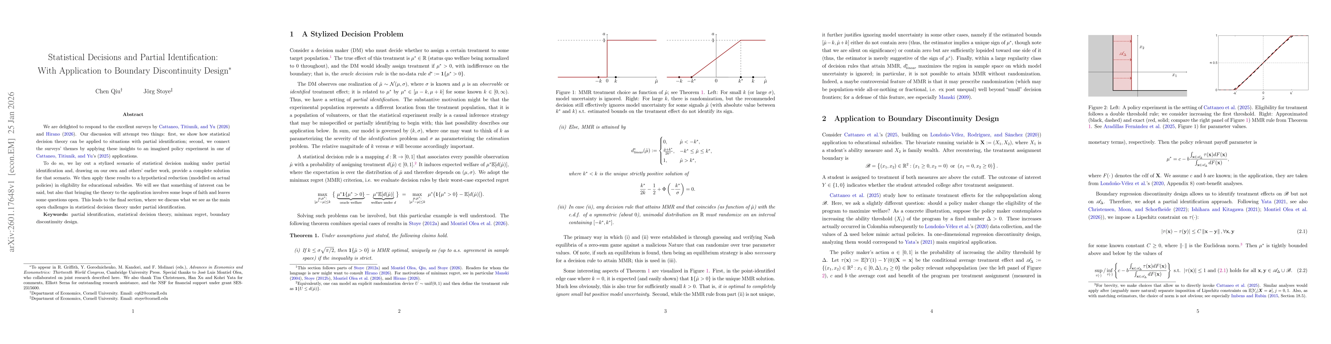 Thumbnail for Statistical Decisions and Partial Identification: With Application to Boundary Discontinuity Design