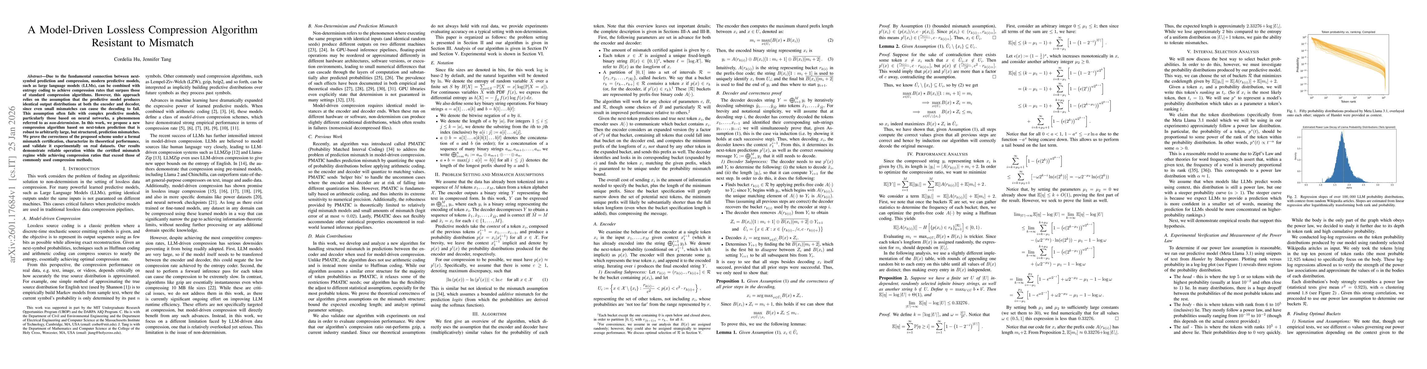 Thumbnail for A Model-Driven Lossless Compression Algorithm Resistant to Mismatch