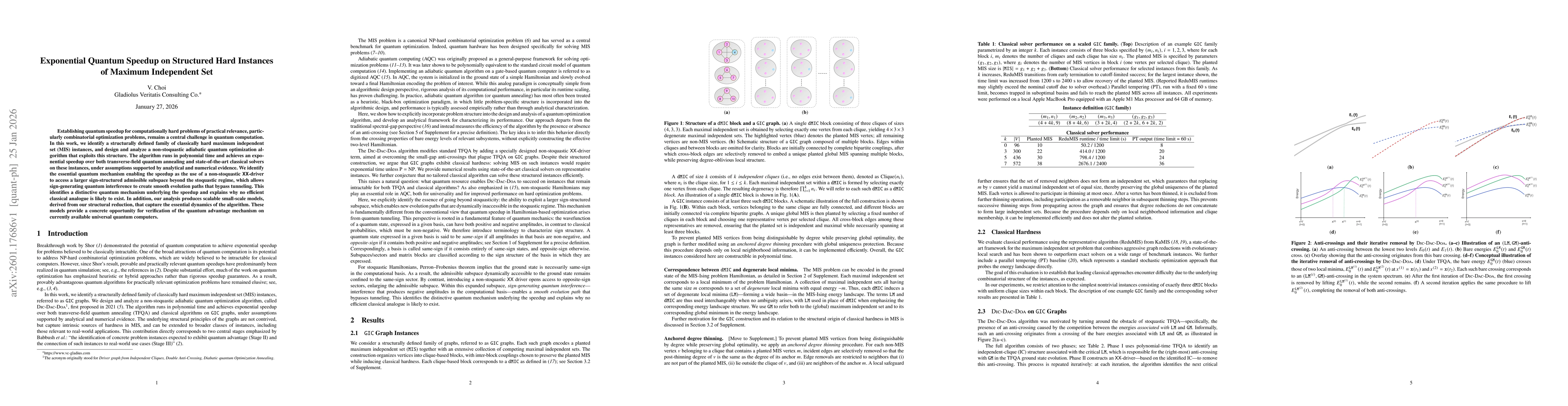 Thumbnail for Exponential Quantum Speedup on Structured Hard Instances of Maximum Independent Set