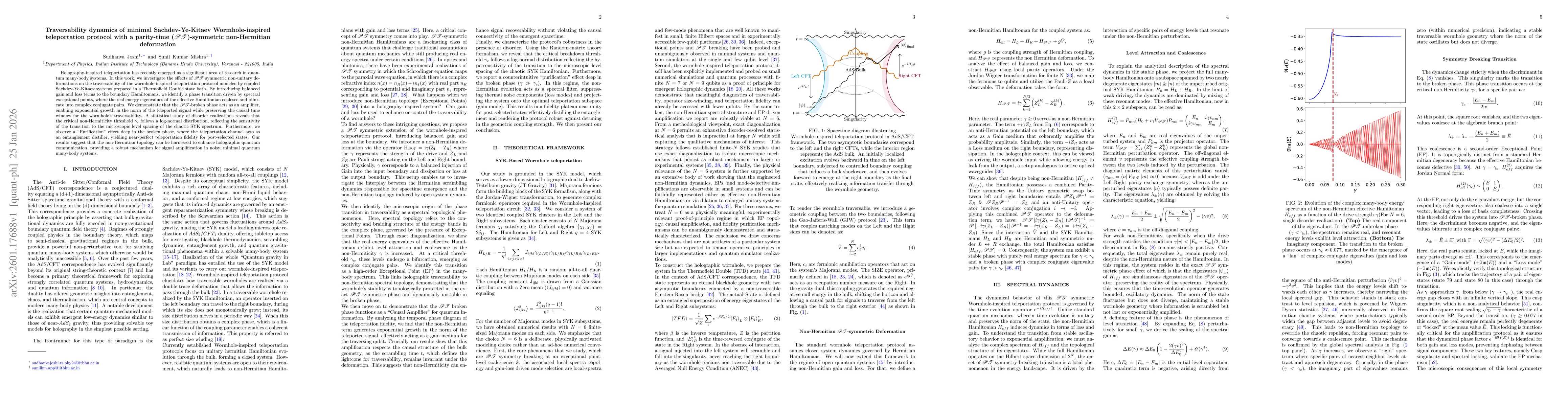 Thumbnail for Traversability dynamics of minimal Sachdev-Ye-Kitaev Wormhole-inspired teleportation protocol with a parity-time ($\mathcal{PT}$)-symmetric non-Hermitian deformation