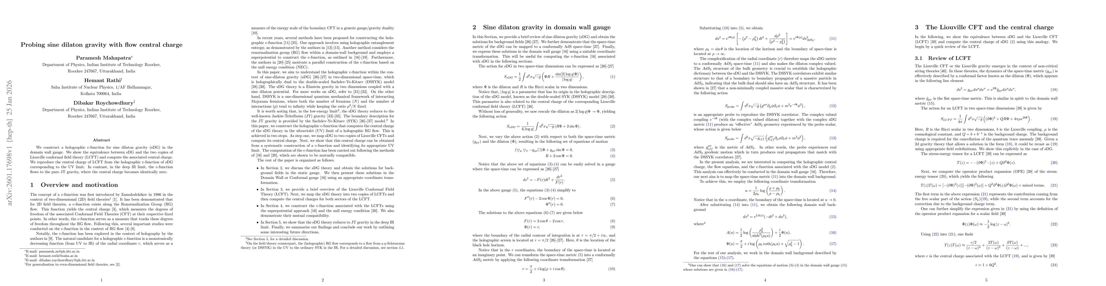 Thumbnail for Probing sine dilaton gravity with flow central charge