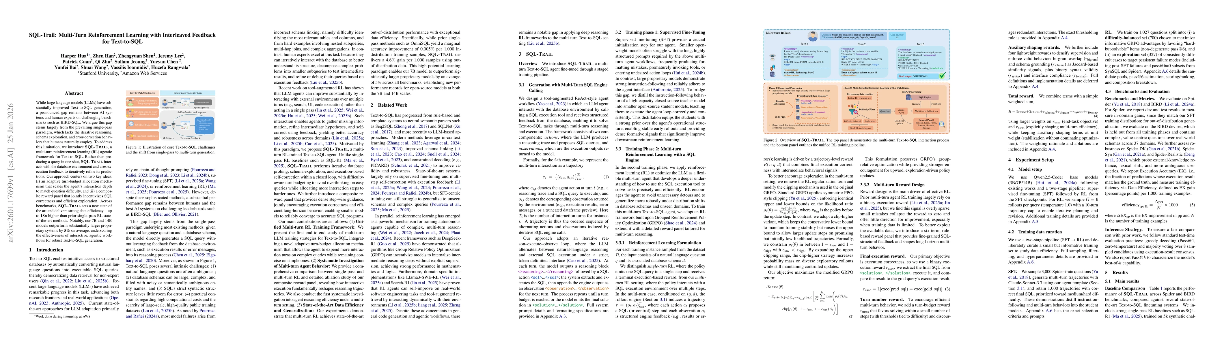 Thumbnail for SQL-Trail: Multi-Turn Reinforcement Learning with Interleaved Feedback for Text-to-SQL