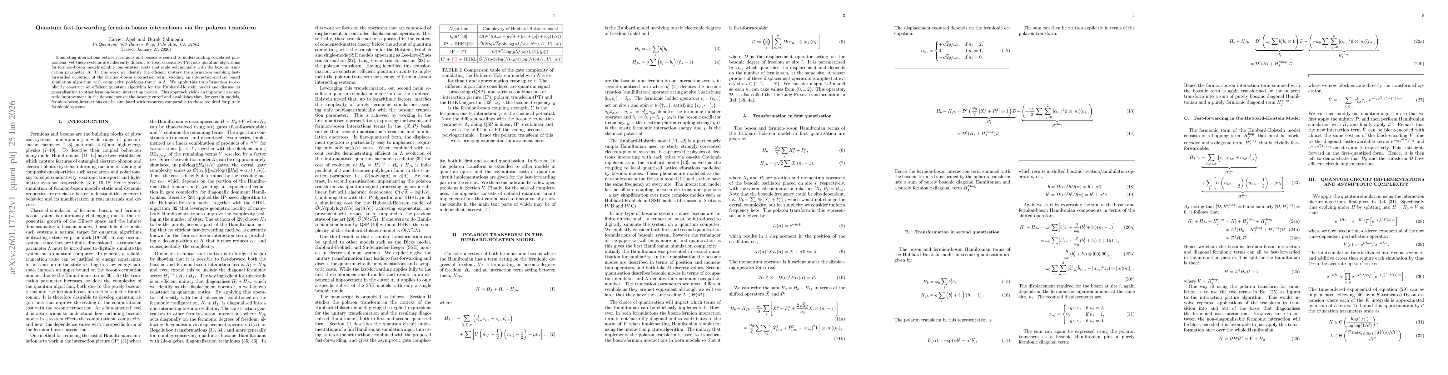 Thumbnail for Quantum fast-forwarding fermion-boson interactions via the polaron transform