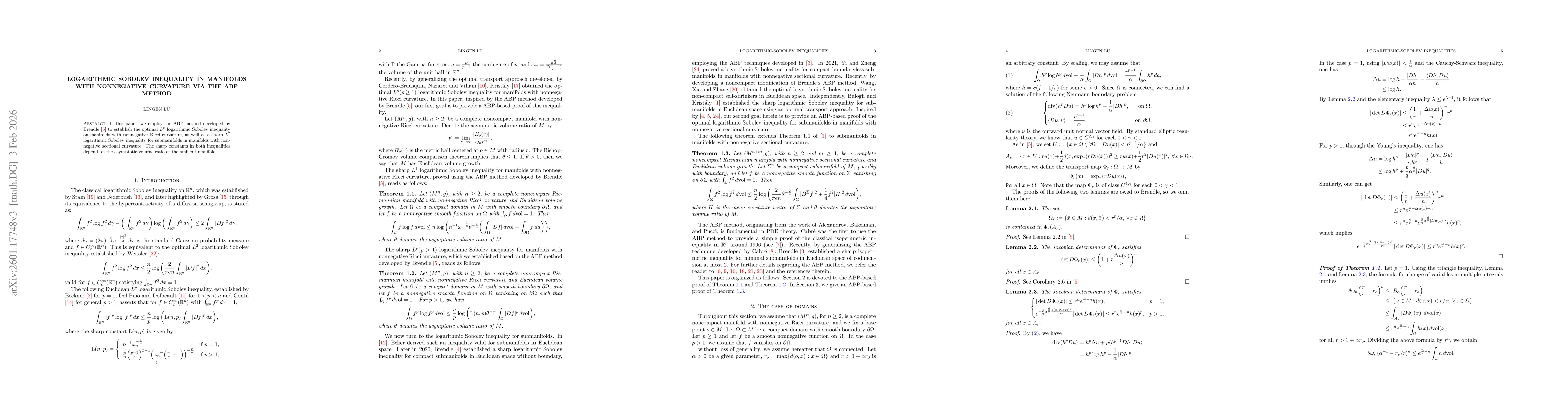 Thumbnail for Logarithmic Sobolev inequality in manifolds with nonnegative curvature via the ABP method