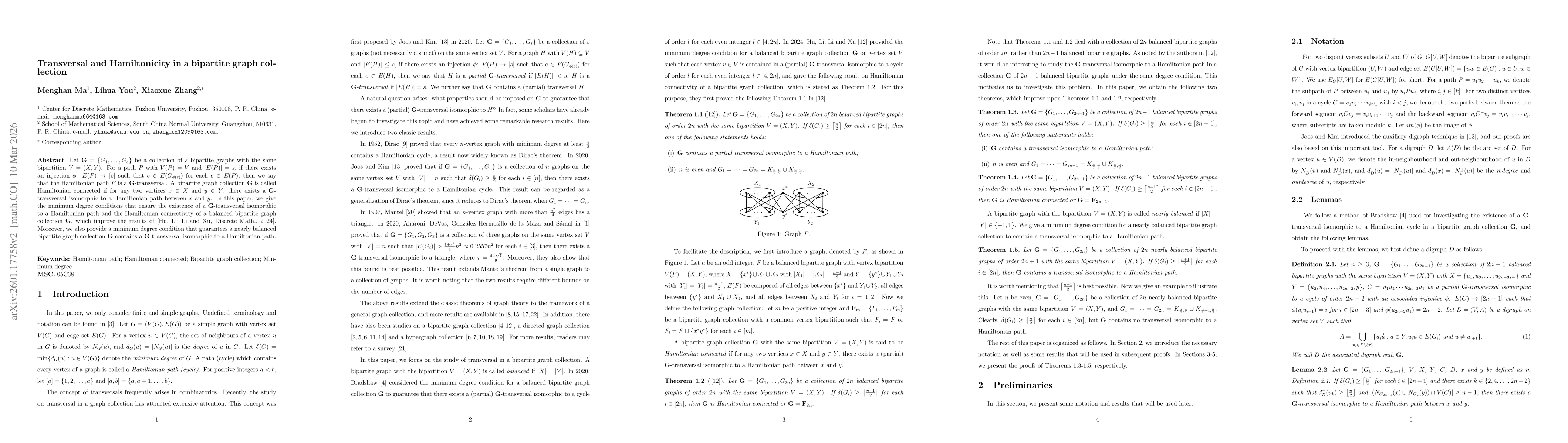Thumbnail for Transversal and Hamiltonicity in a bipartite graph collection