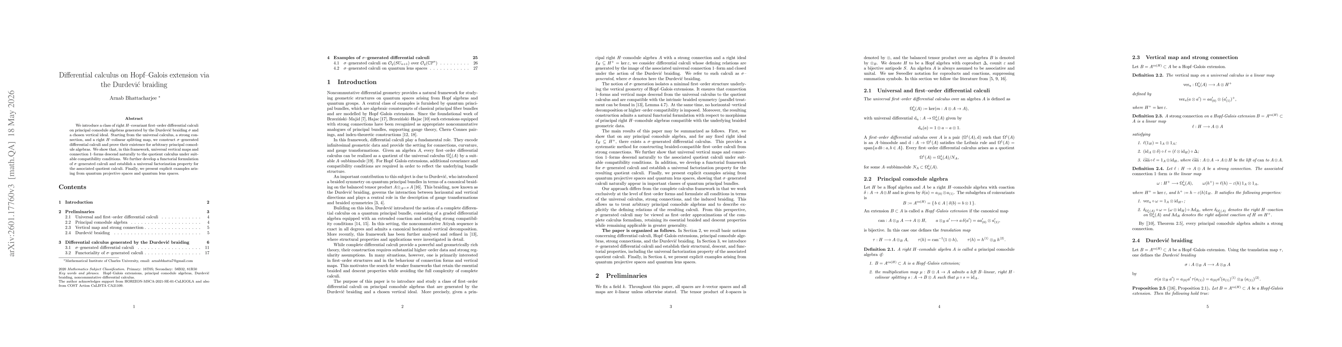 Thumbnail for Differential calculus on Hopf-Galois extension via the Durdevic braiding