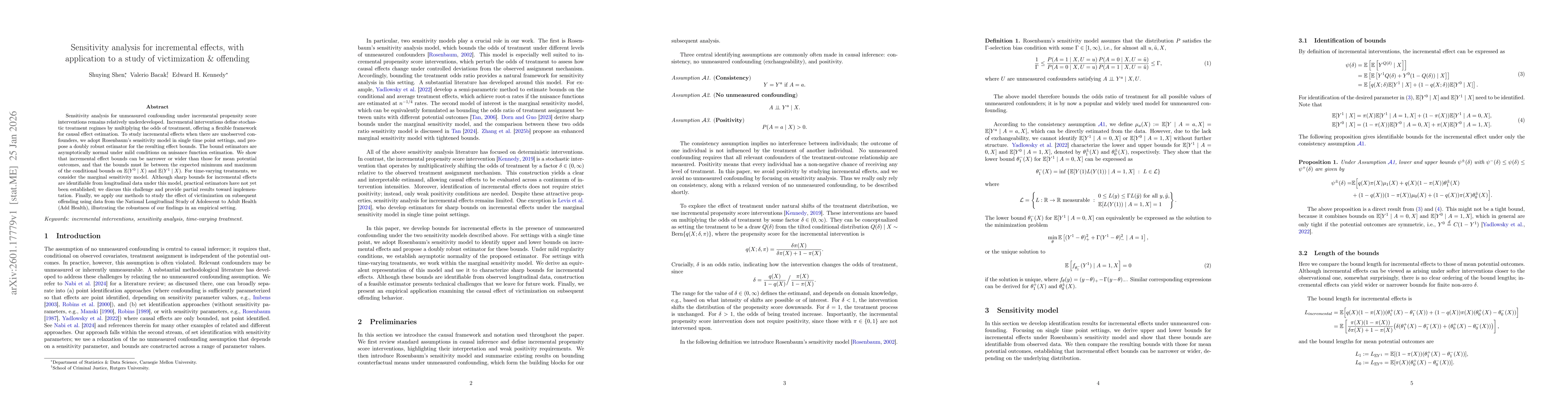 Thumbnail for Sensitivity analysis for incremental effects, with application to a study of victimization & offending