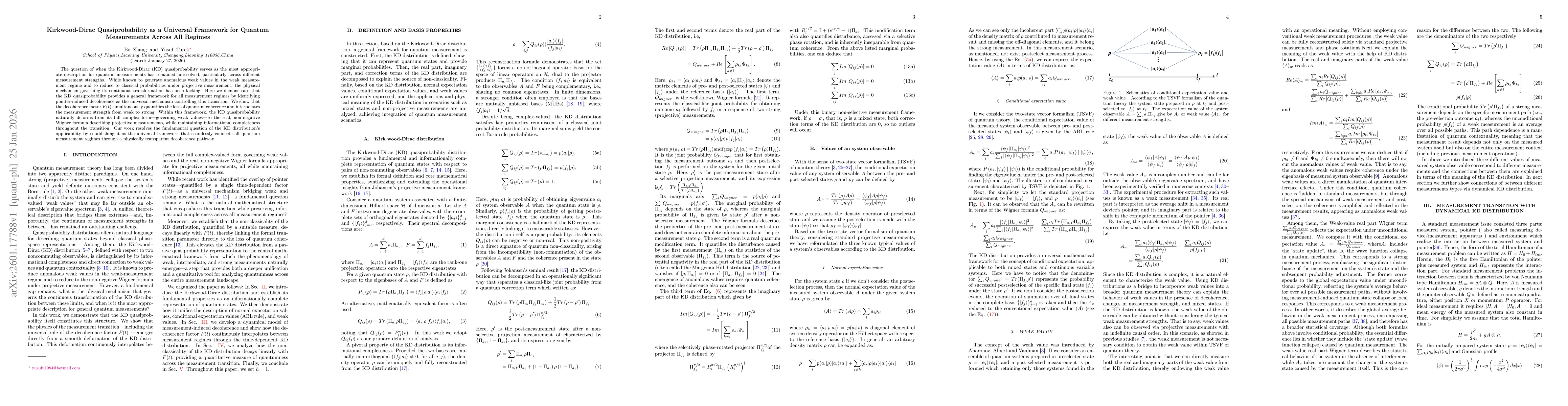 Thumbnail for Kirkwood-Dirac Quasiprobability as a Universal Framework for Quantum Measurements Across All Regimes