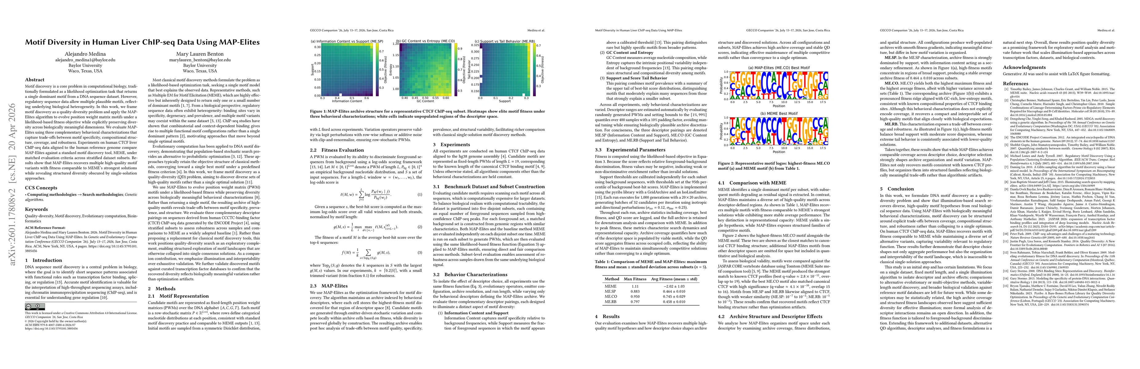 Thumbnail for Motif Diversity in Human Liver ChIP-seq Data Using MAP-Elites