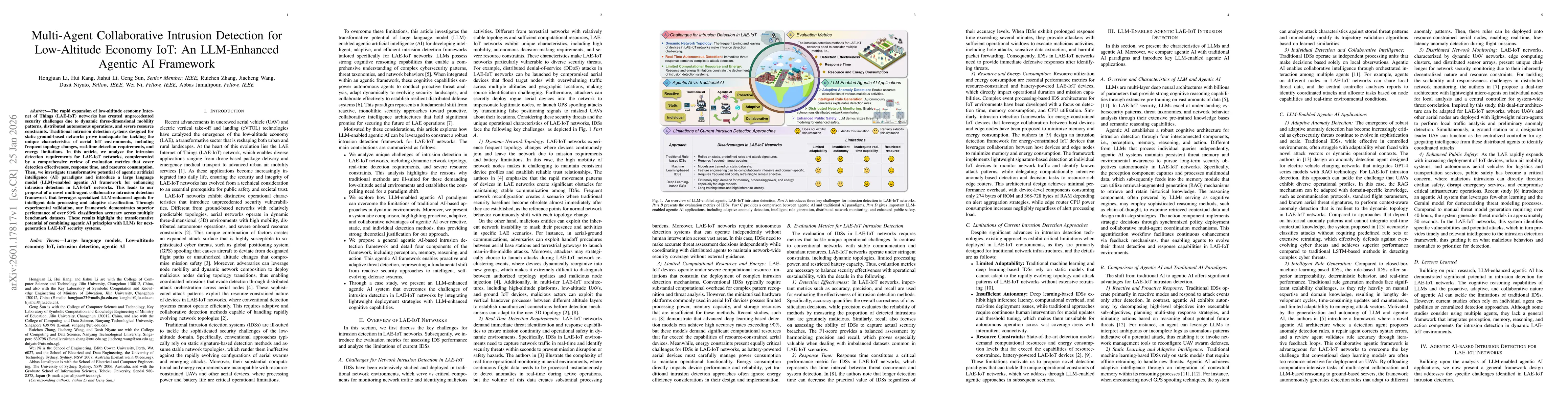 Thumbnail for Multi-Agent Collaborative Intrusion Detection for Low-Altitude Economy IoT: An LLM-Enhanced Agentic AI Framework
