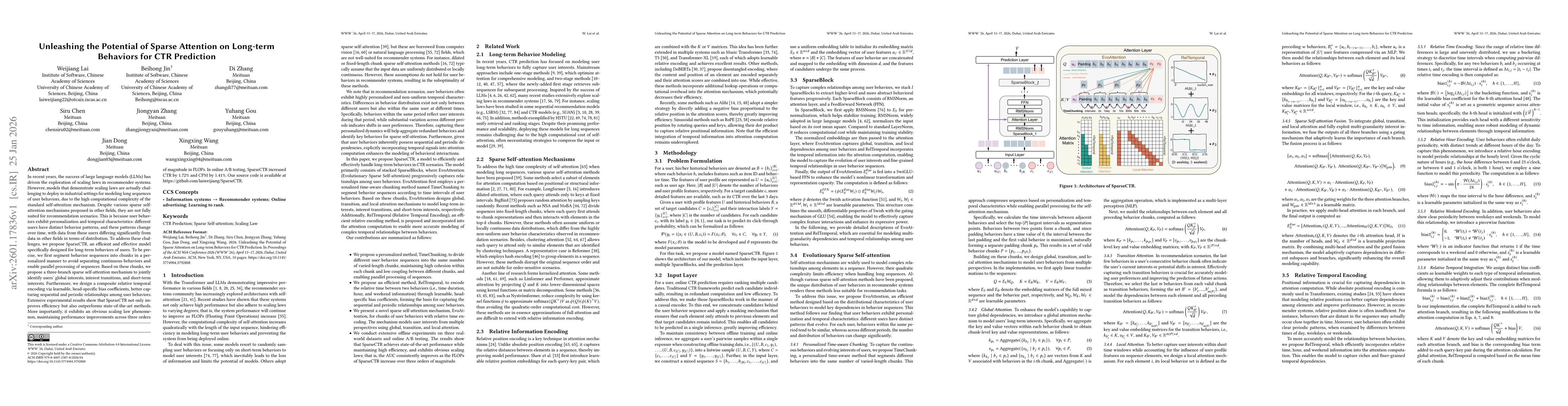 Thumbnail for Unleashing the Potential of Sparse Attention on Long-term Behaviors for CTR Prediction