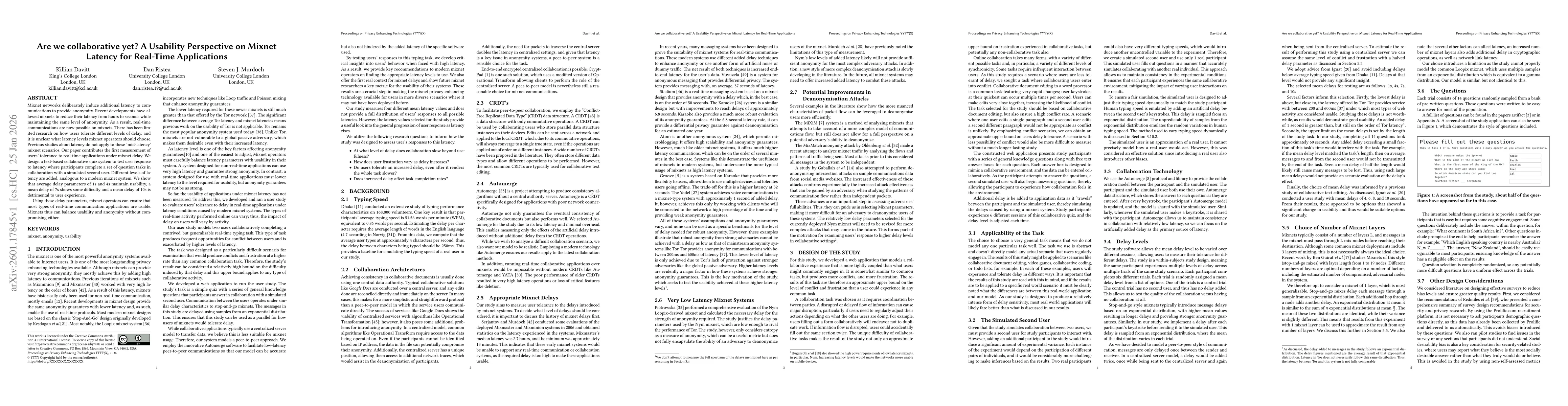Thumbnail for Are we collaborative yet? A Usability Perspective on Mixnet Latency for Real-Time Applications