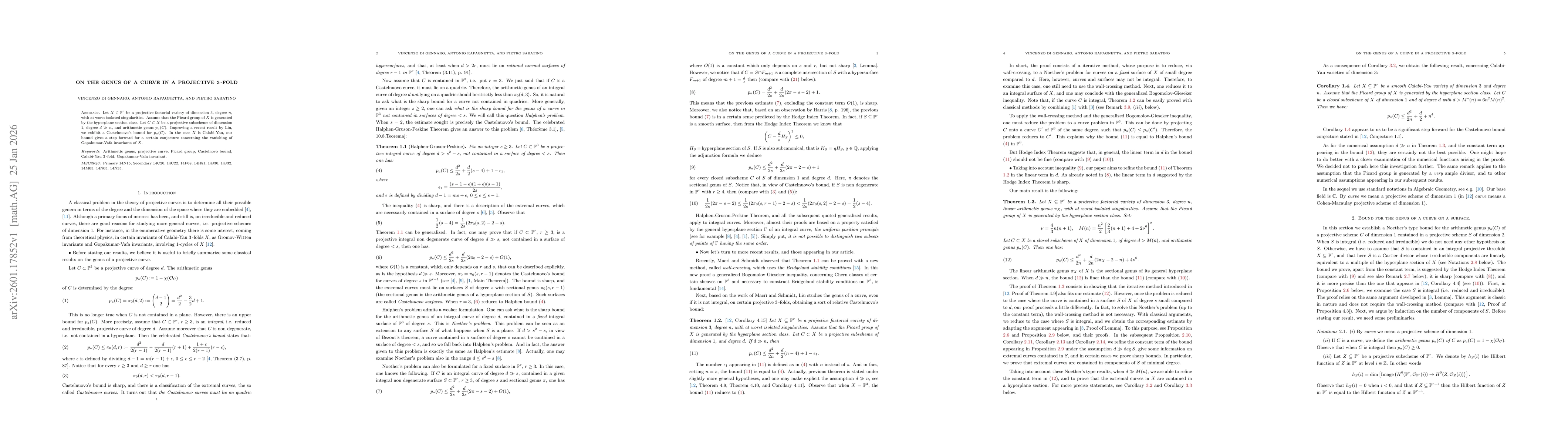 Thumbnail for On the genus of a curve in a projective $3$-fold