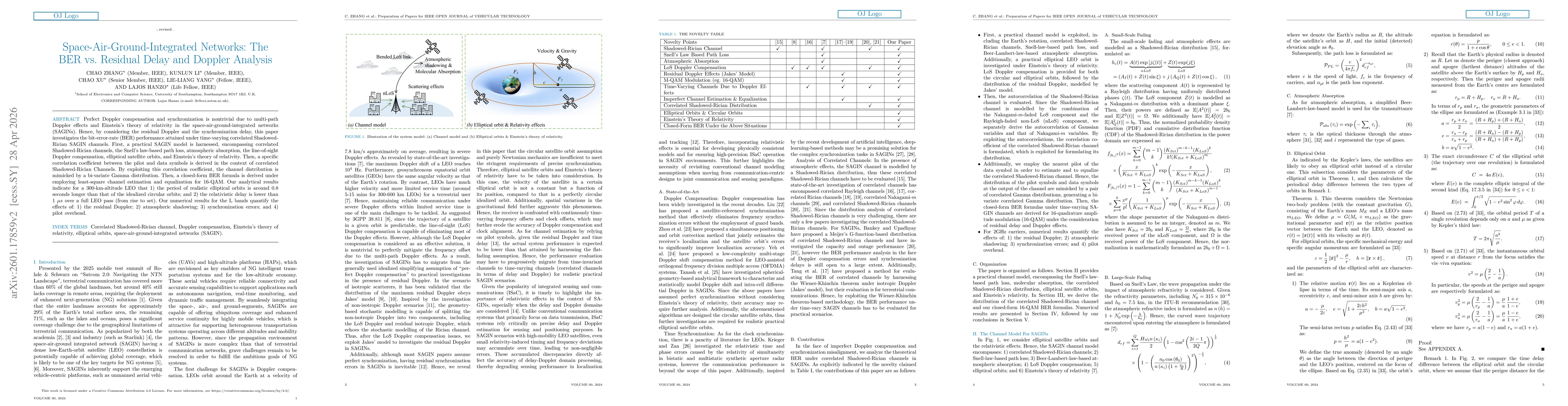 Thumbnail for Space-Air-Ground-Integrated Networks: The BER vs. Residual Delay and Doppler Analysis