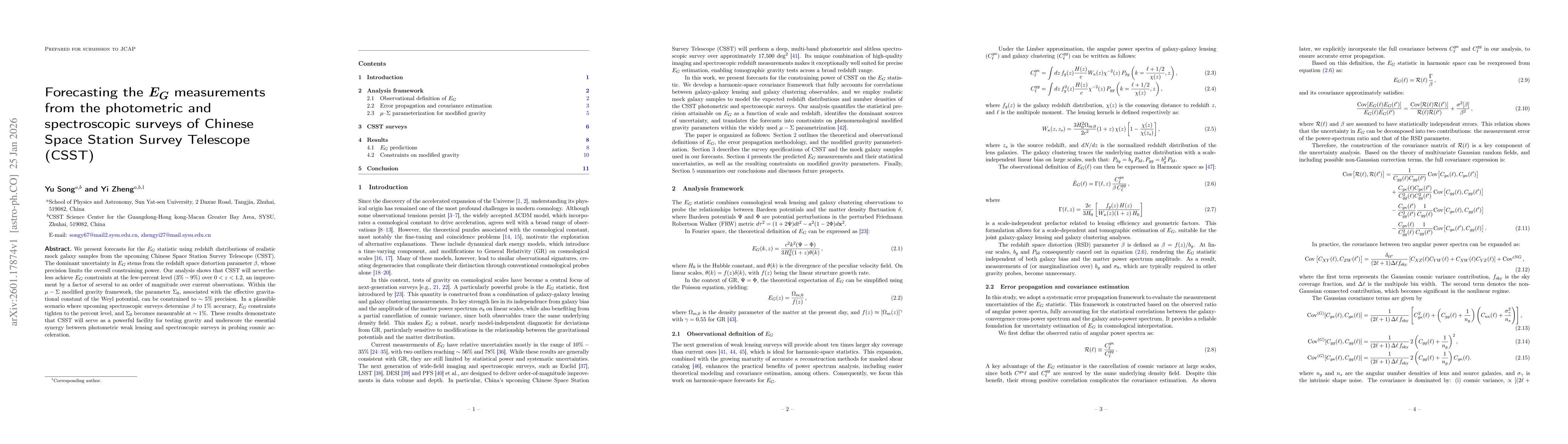 Thumbnail for Forecasting the E_G measurements from the photometric and spectroscopic surveys of Chinese Space Station Survey Telescope (CSST)