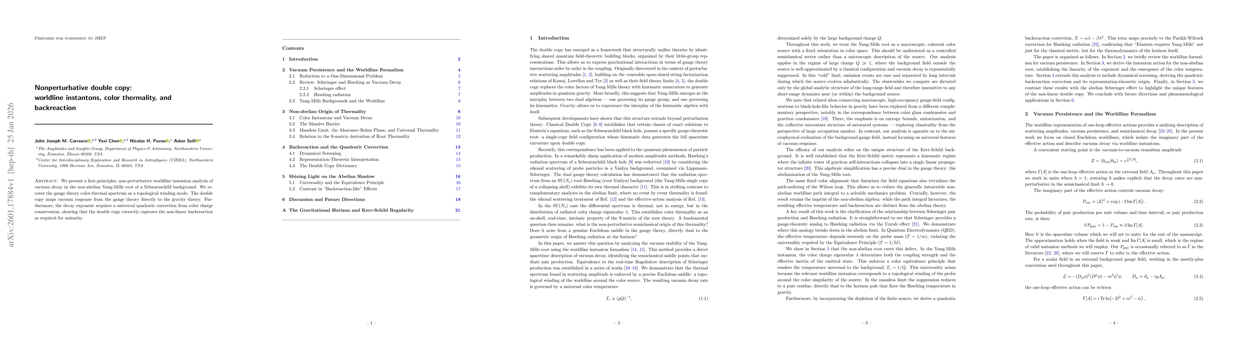 Thumbnail for Nonperturbative double copy: worldline instantons, color thermality, and backreaction