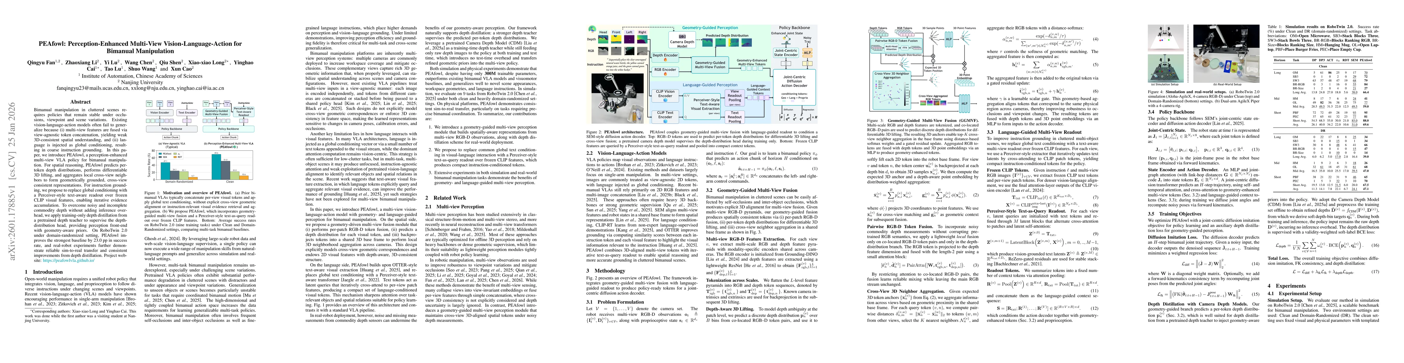 Thumbnail for PEAfowl: Perception-Enhanced Multi-View Vision-Language-Action for Bimanual Manipulation