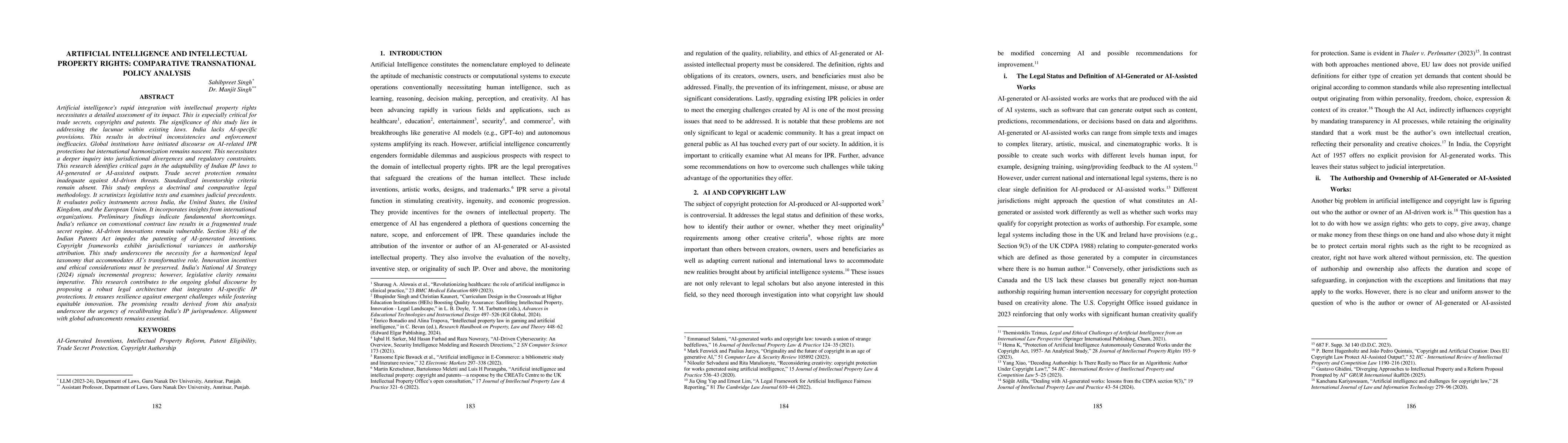 Thumbnail for Artificial Intelligence and Intellectual Property Rights: Comparative Transnational Policy Analysis