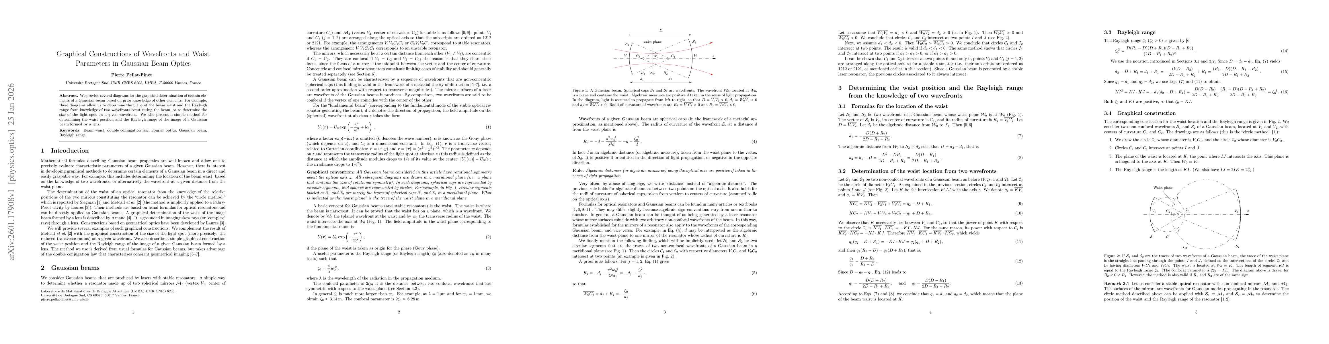 Thumbnail for Graphical Constructions of Wavefronts and Waist Parameters in Gaussian Beam Optics