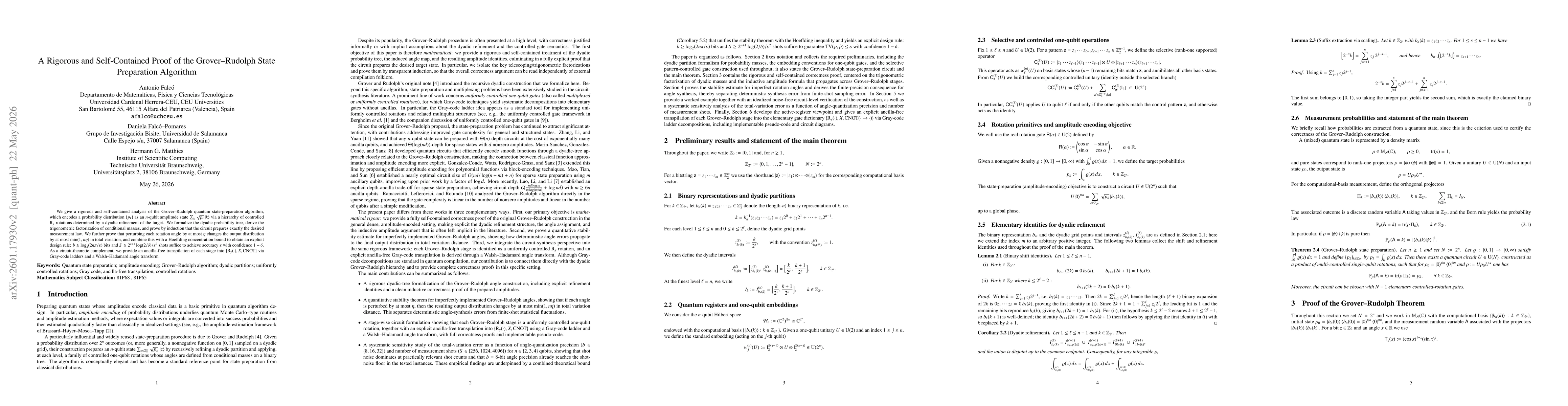 Thumbnail for A Rigorous and Self--Contained Proof of the Grover--Rudolph State Preparation Algorithm