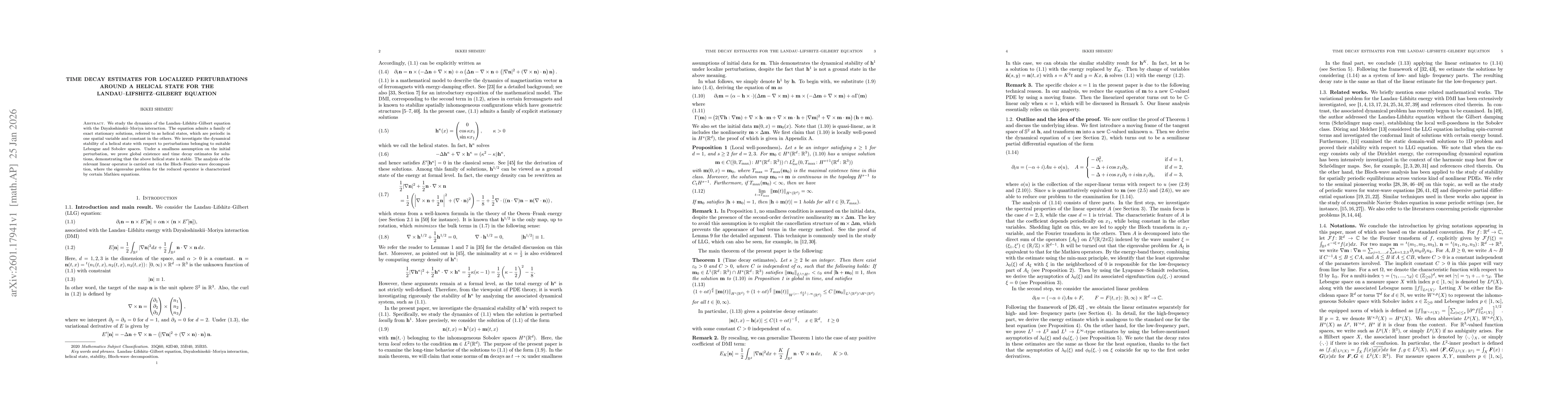 Thumbnail for Time decay estimates for localized perturbations around a helical state for the Landau-Lifshitz-Gilbert equation