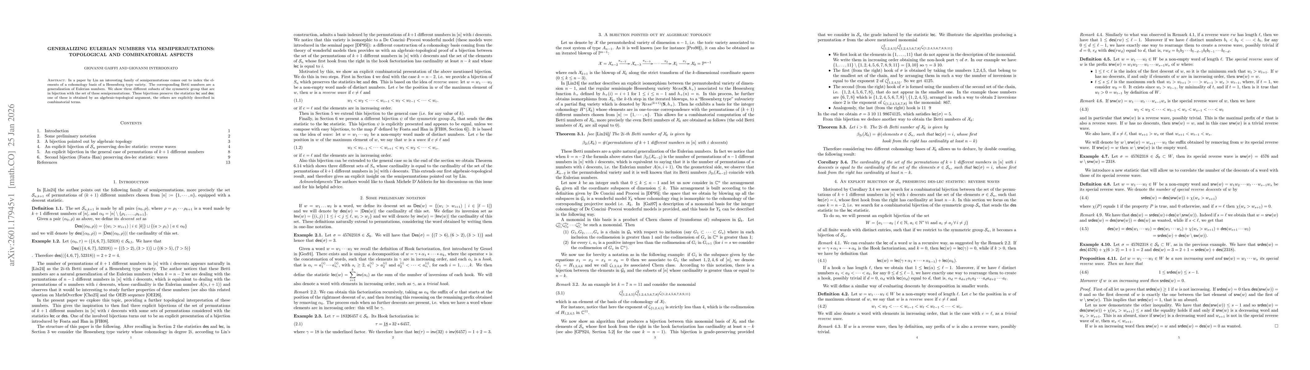 Thumbnail for Generalizing Eulerian Numbers via Semipermutations: Topological and Combinatorial Aspects