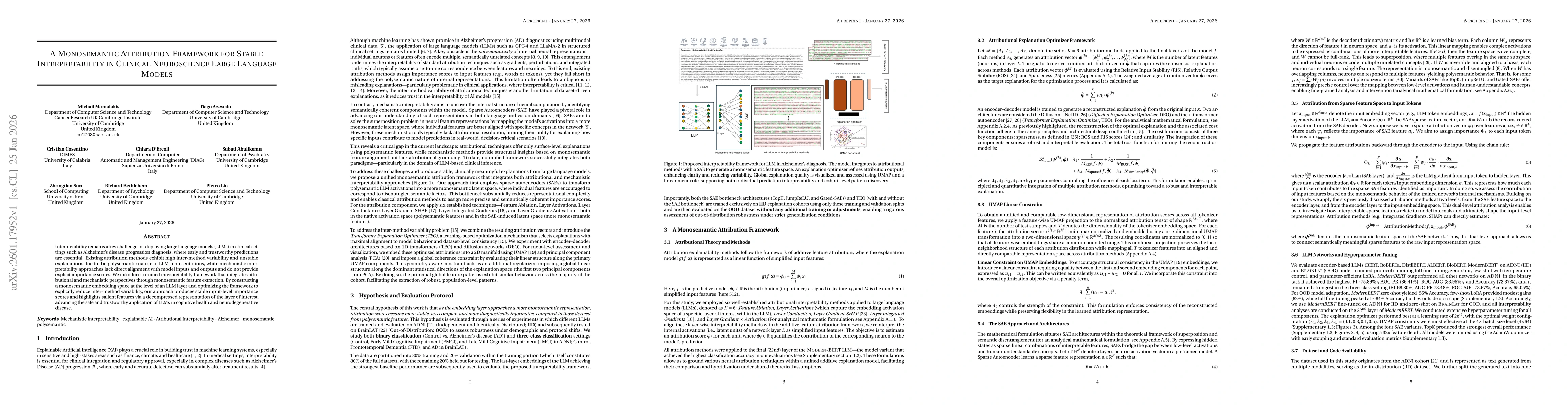 Thumbnail for A Monosemantic Attribution Framework for Stable Interpretability in Clinical Neuroscience Large Language Models