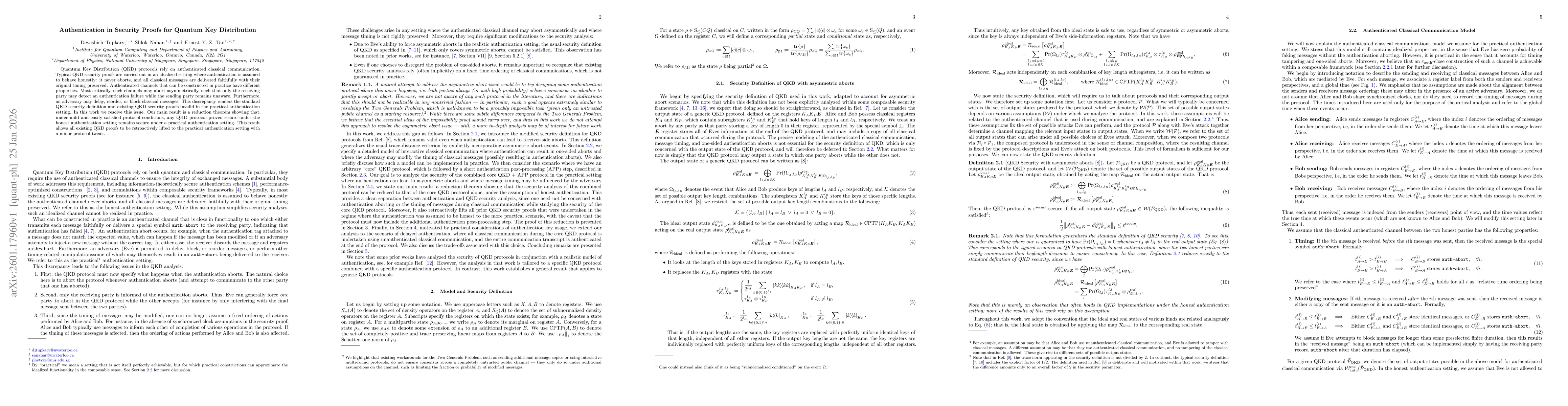 Thumbnail for Authentication in Security Proofs for Quantum Key Distribution