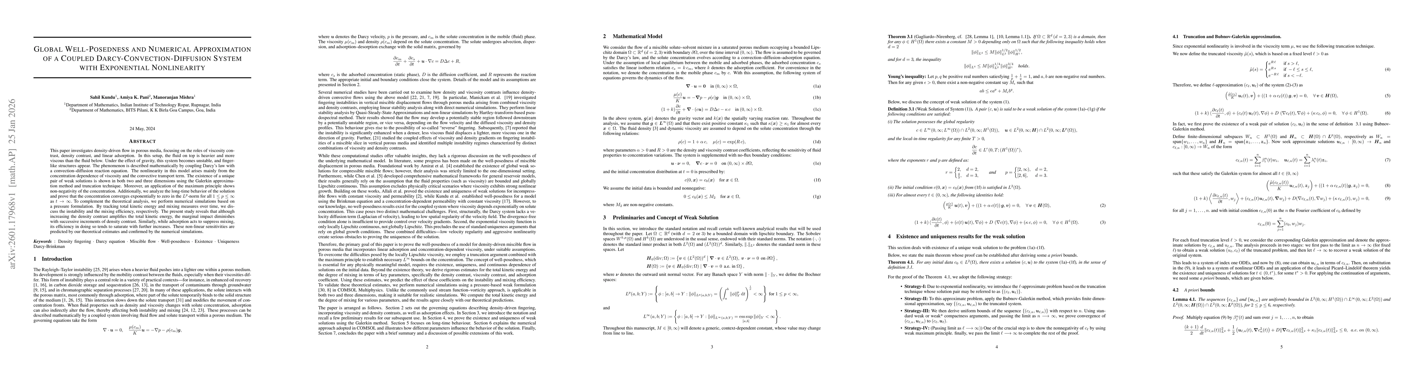 Thumbnail for Global Well-Posedness and Numerical Approximation of a Coupled Darcy-Convection-Diffusion System with Exponential Nonlinearity