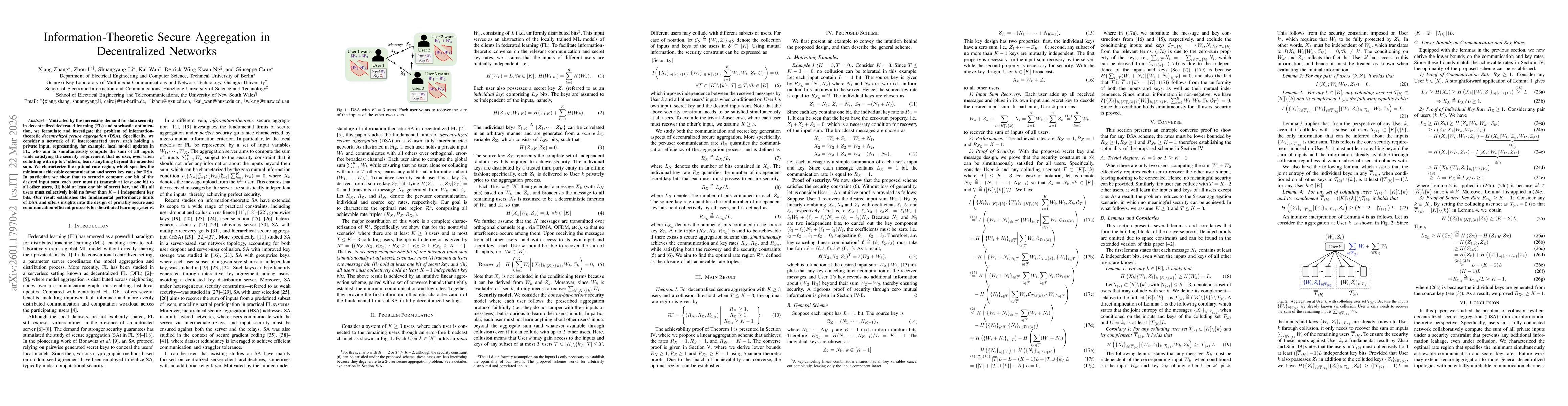 Thumbnail for Information-Theoretic Secure Aggregation in Decentralized Networks