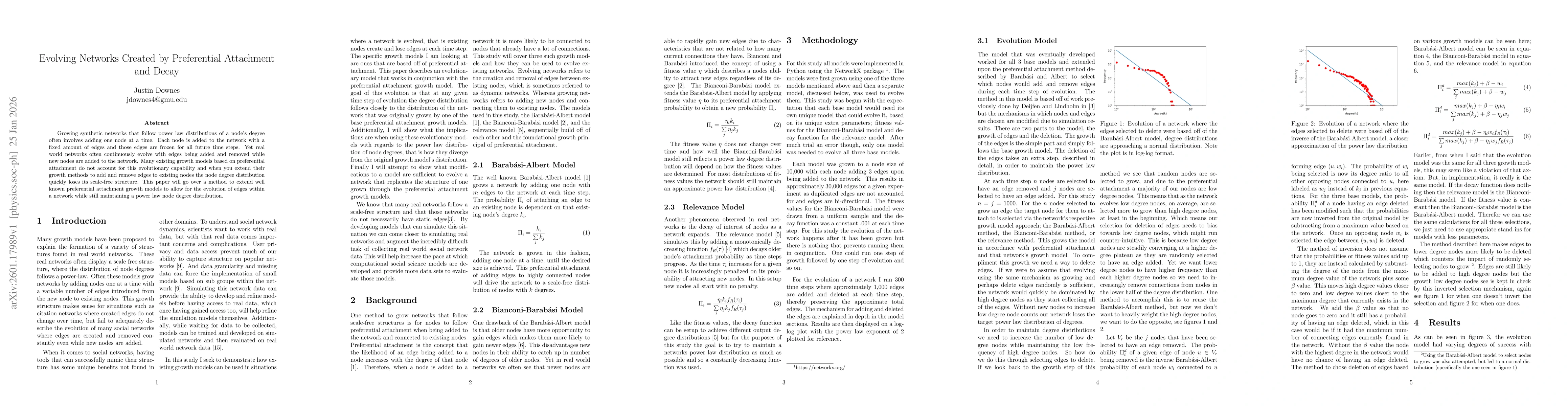 Thumbnail for Evolving Networks Created by Preferential Attachment and Decay