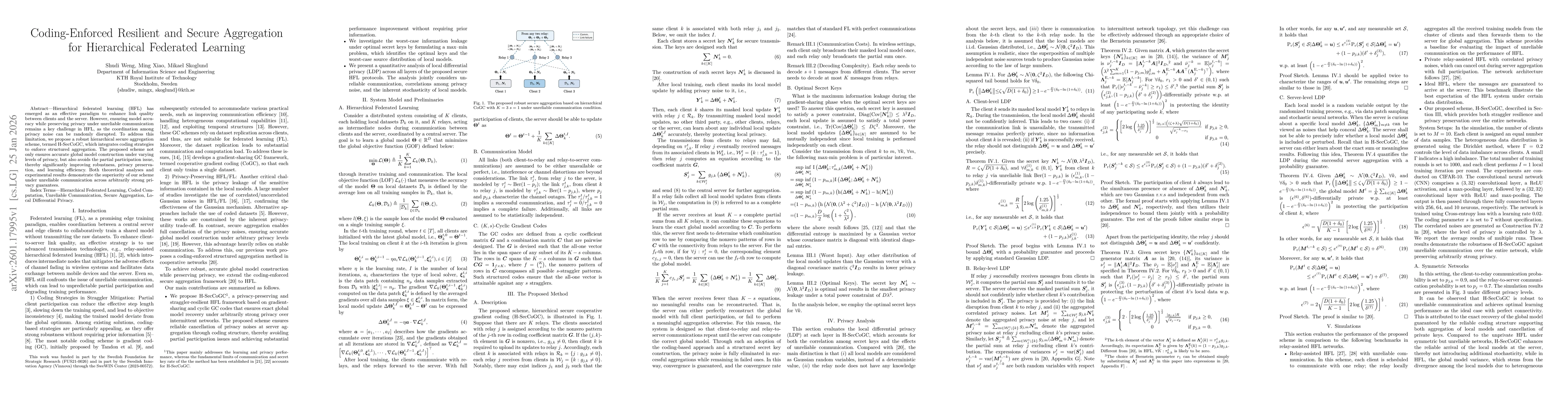 Thumbnail for Coding-Enforced Resilient and Secure Aggregation for Hierarchical Federated Learning