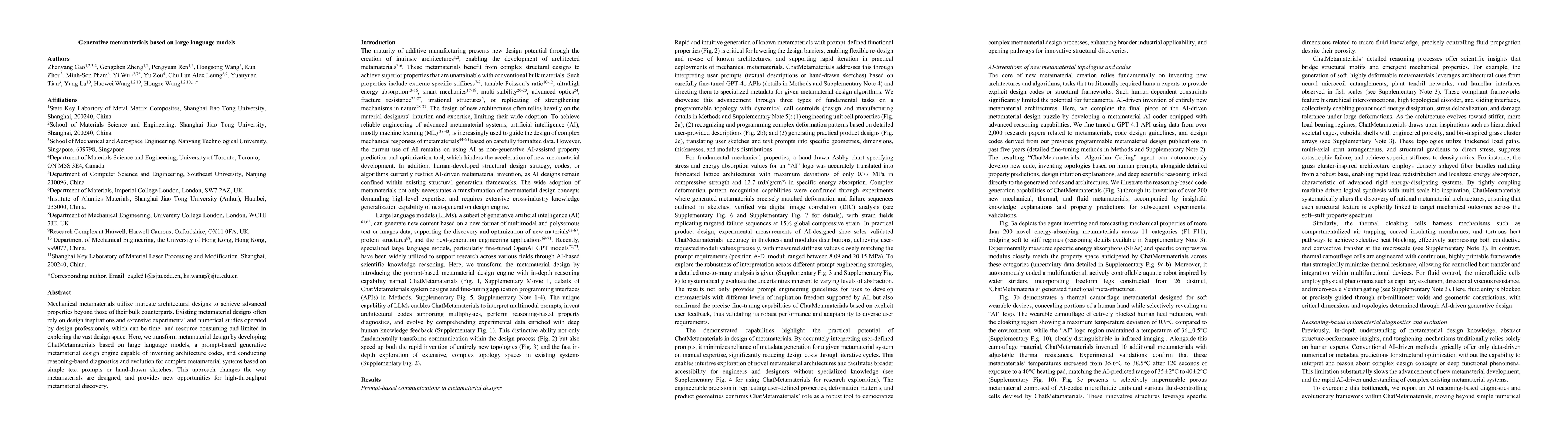 Thumbnail for Generative metamaterials based on large language models