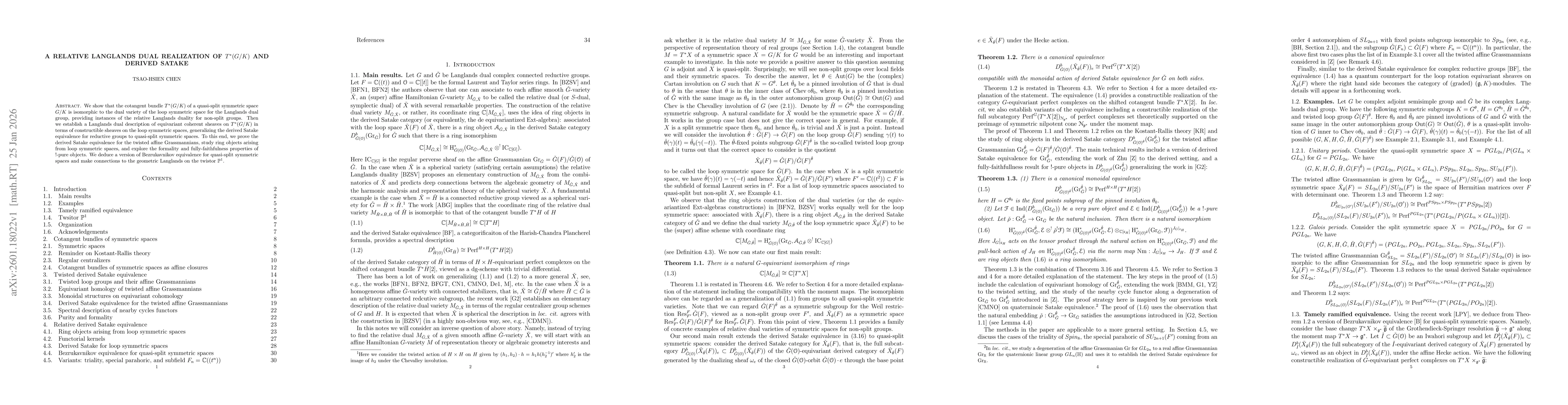 Thumbnail for A relative Langlands dual realization of $T^*(G/K)$ and derived Satake