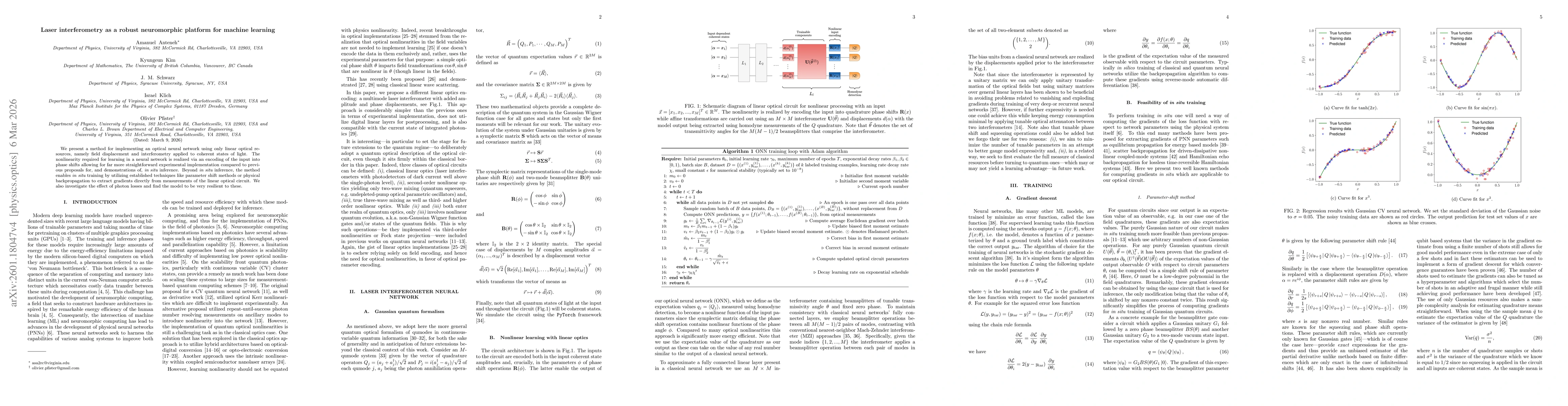 Thumbnail for Laser interferometry as a robust neuromorphic platform for machine learning