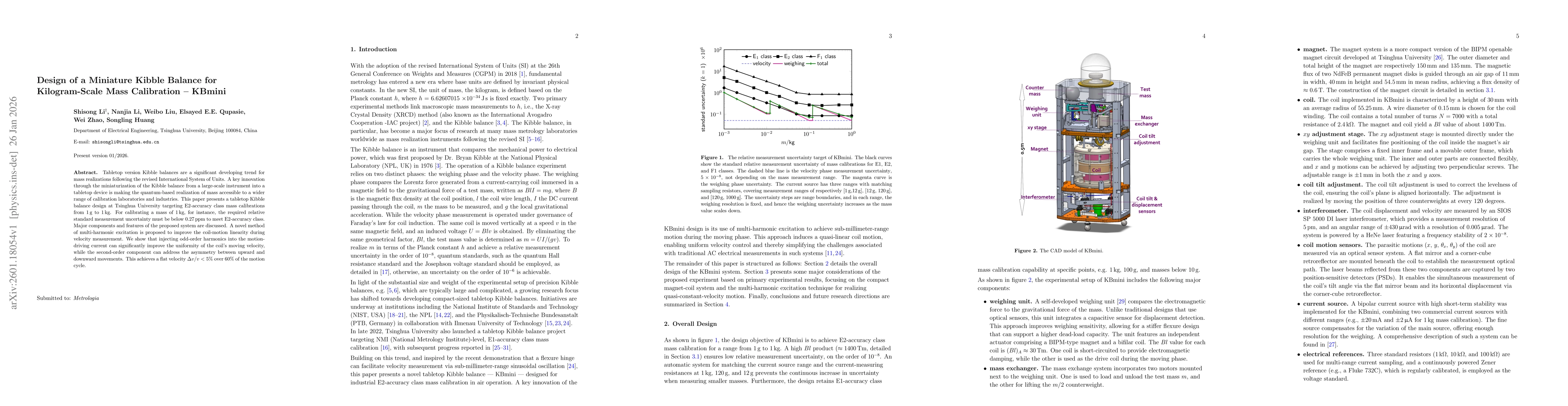 Thumbnail for Design of a Miniature Kibble Balance for Kilogram-Scale Mass Calibration -- KBmini
