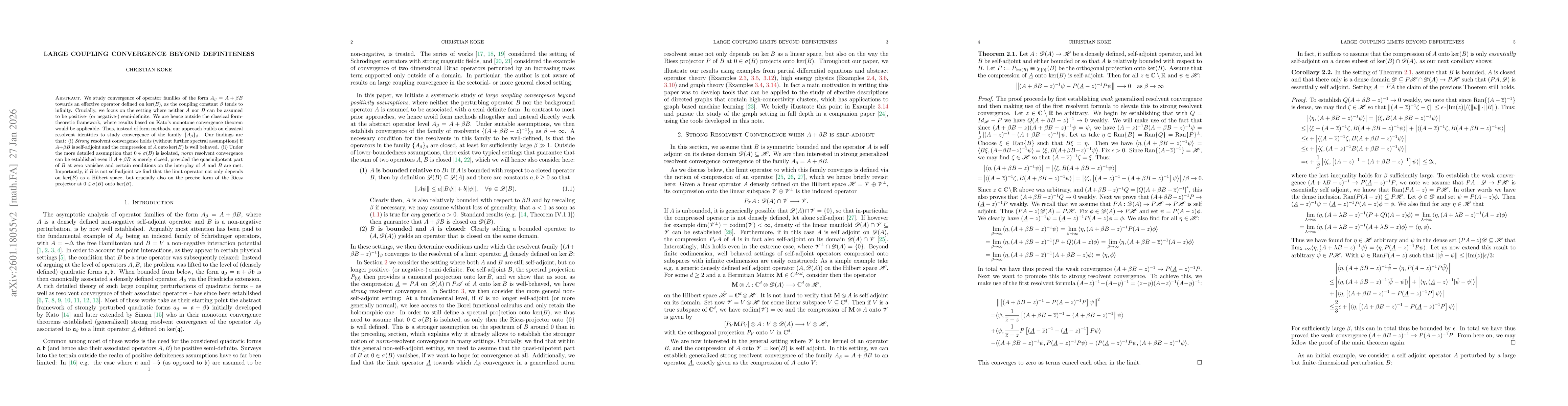 Thumbnail for Large Coupling Limits Beyond Definiteness
