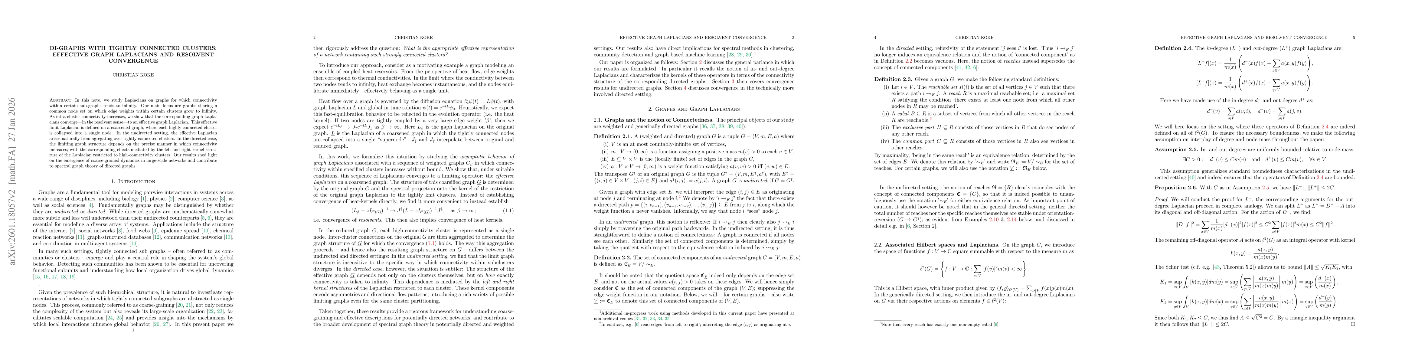 Thumbnail for Di-Graphs with tightly connected Clusters: Effective Graph Laplacians and Resolvent Convergence