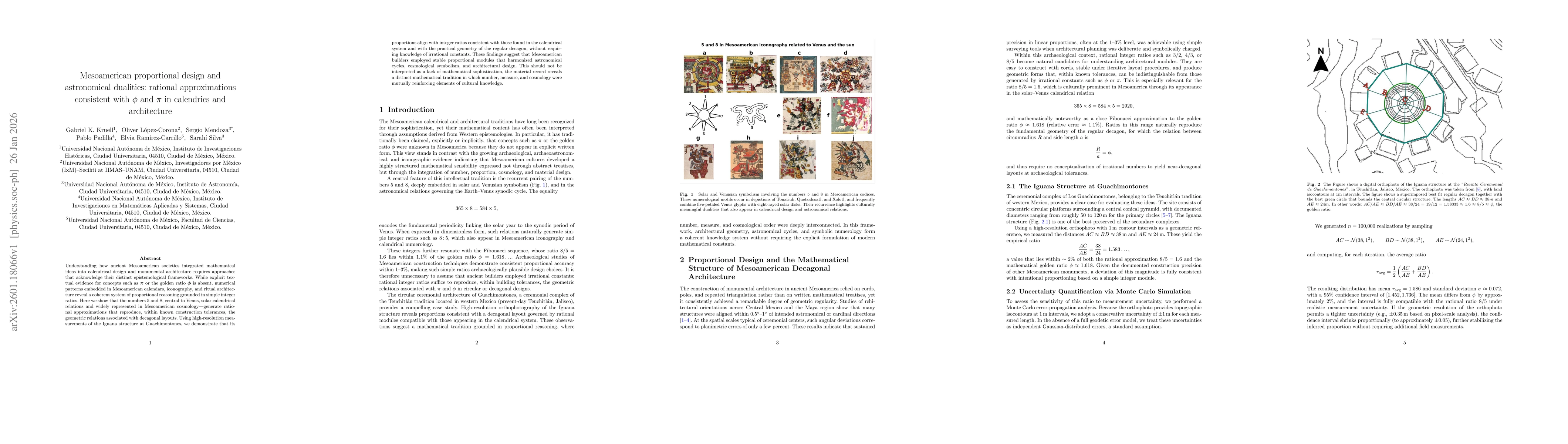 Thumbnail for Mesoamerican proportional design and astronomical dualities: rational approximations consistent with $φ$ and $π$ in calendrics and architecture